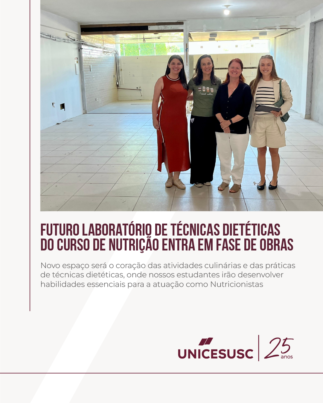 novo laboratório de técnica dietética do curso de nutrição do UNICESUSC