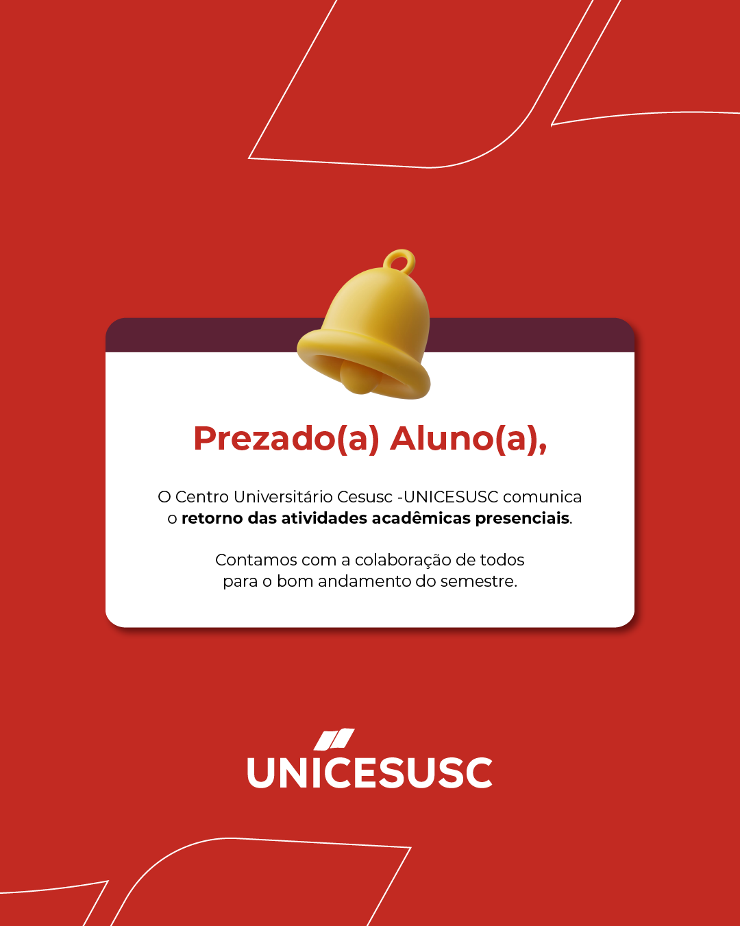 Comunicado 01/09/2026: Retorno das atividades acadêmicas presenciais